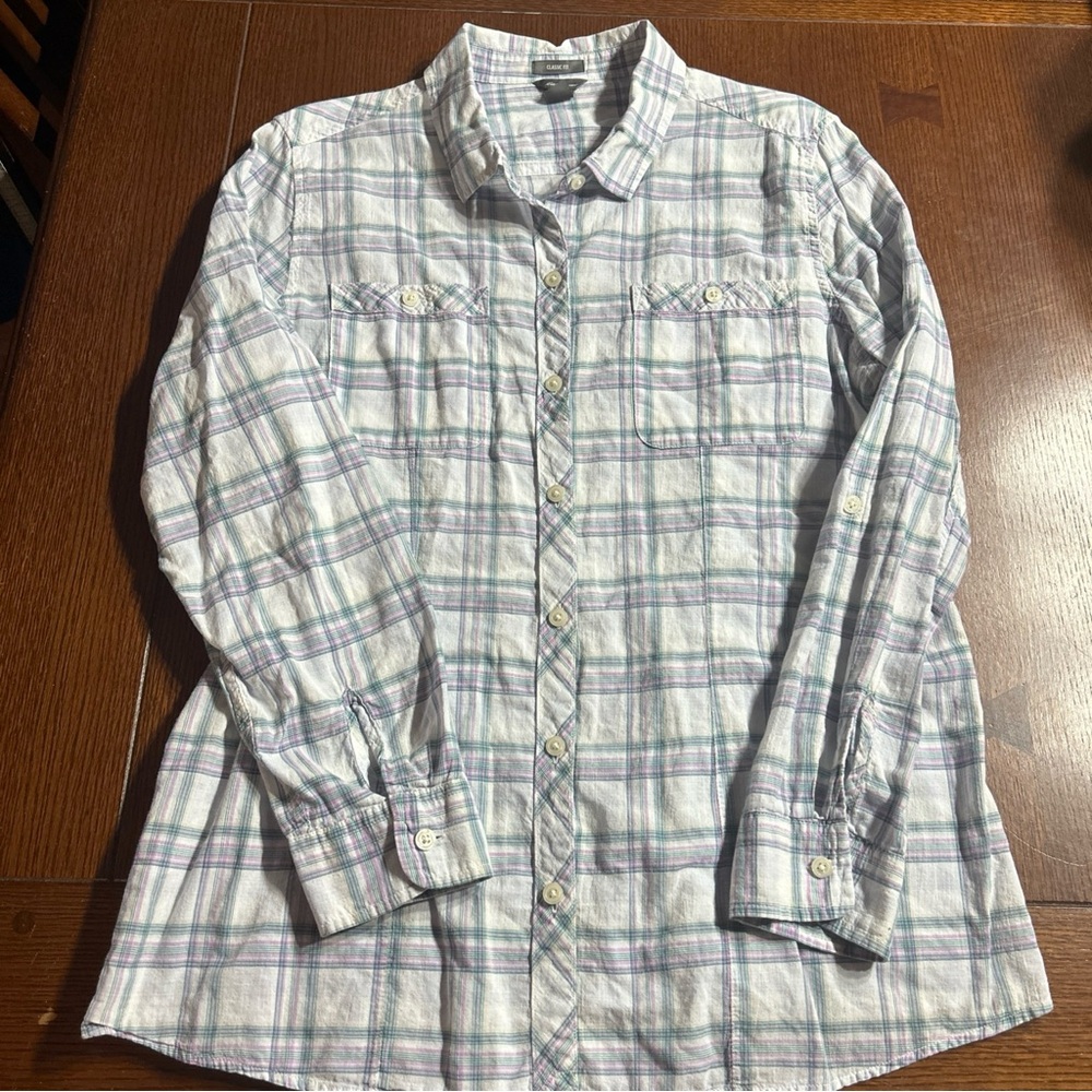 Eddie Bauer Size XL Women’s Multicolor Plaid Shirt #52